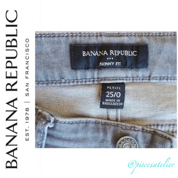 Banana Republic Skinny Fit Distressed Jeans in Light Gray Wash, Women’s Size 25P - Picture 9 of 10